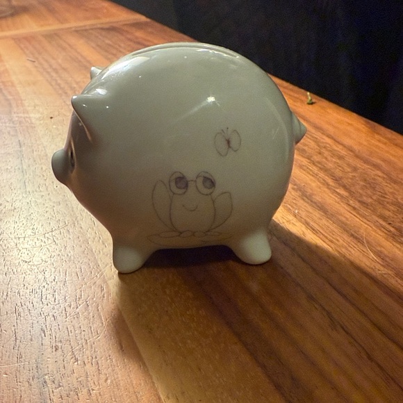 Precious moments ceramic piggy bank 1985 with hand painted froggy design - Picture 2 of 5